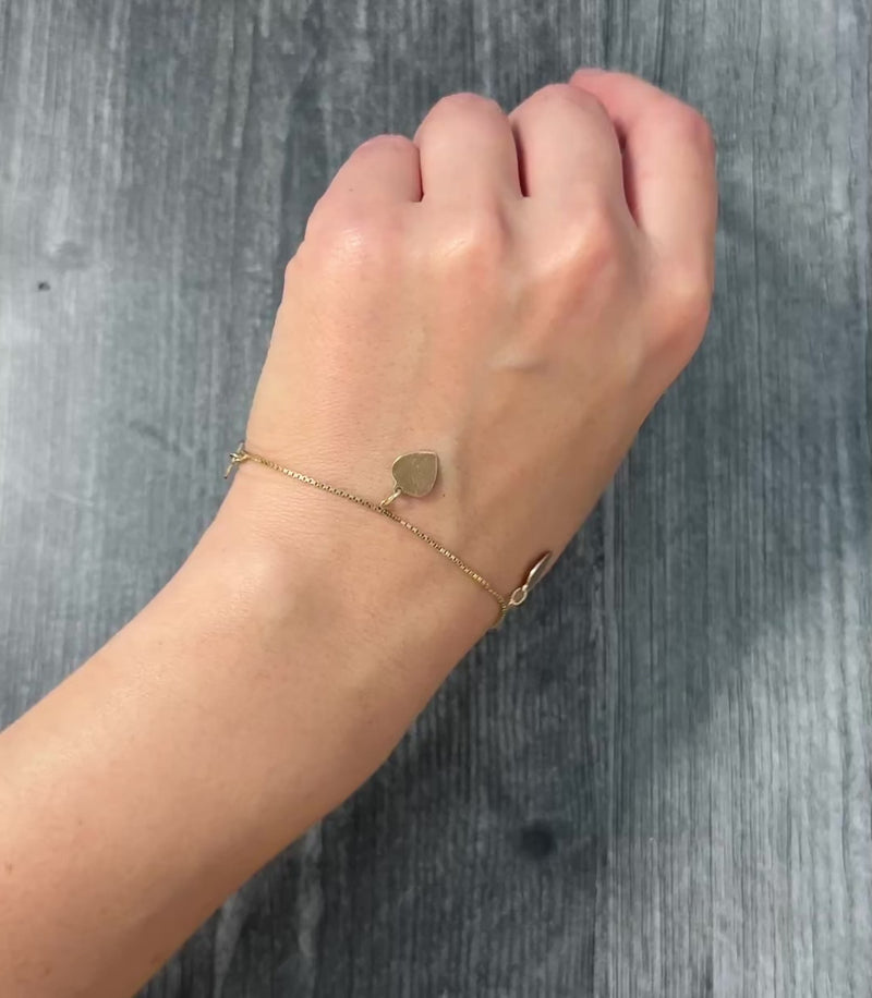 Vintage 14K Gold Heart Charm Bracelet