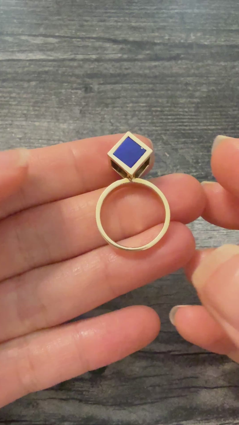 Lapis Cube Ring in 18K Gold