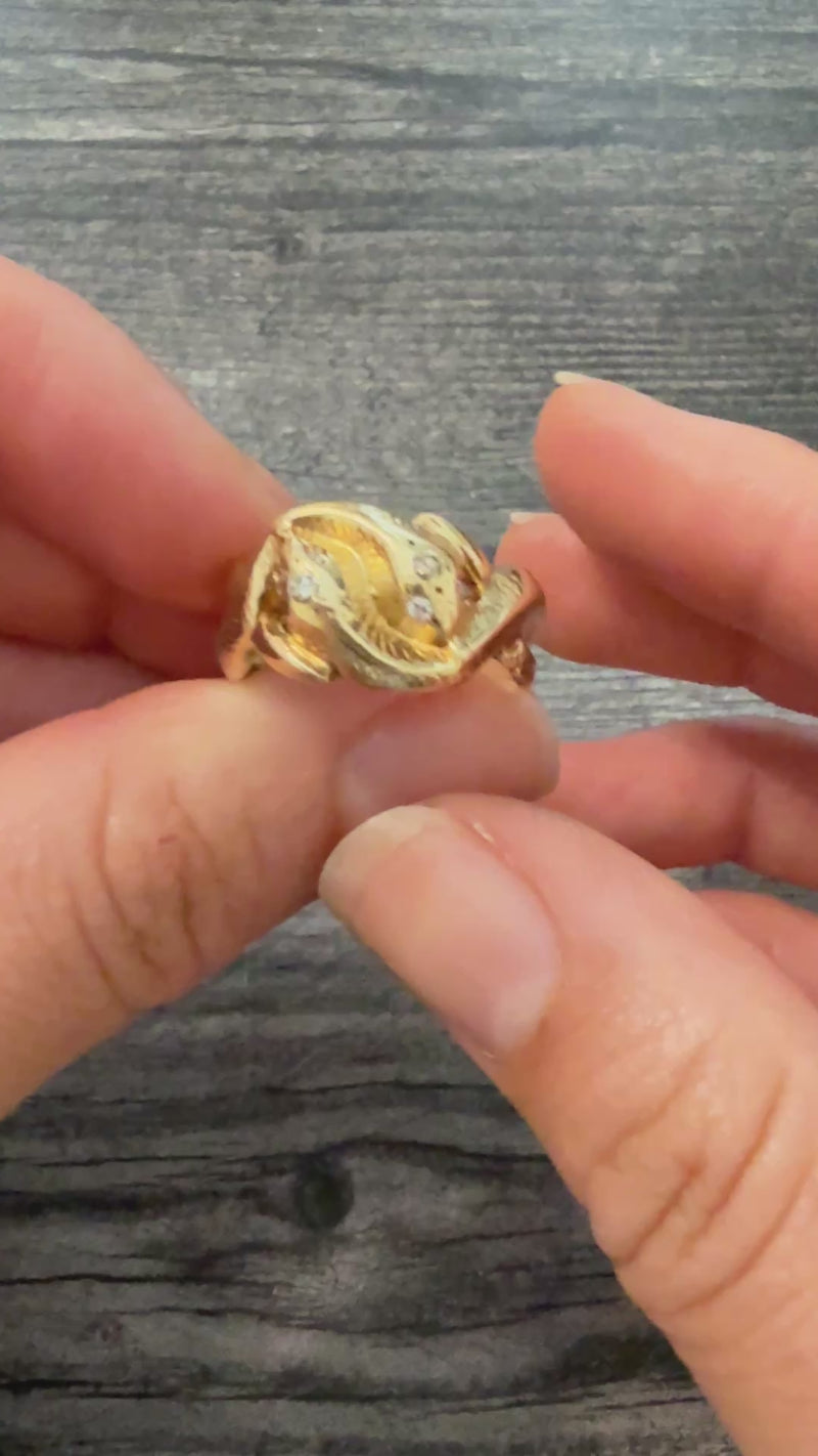 Diamond Double Snake Head Ring in 14K Gold