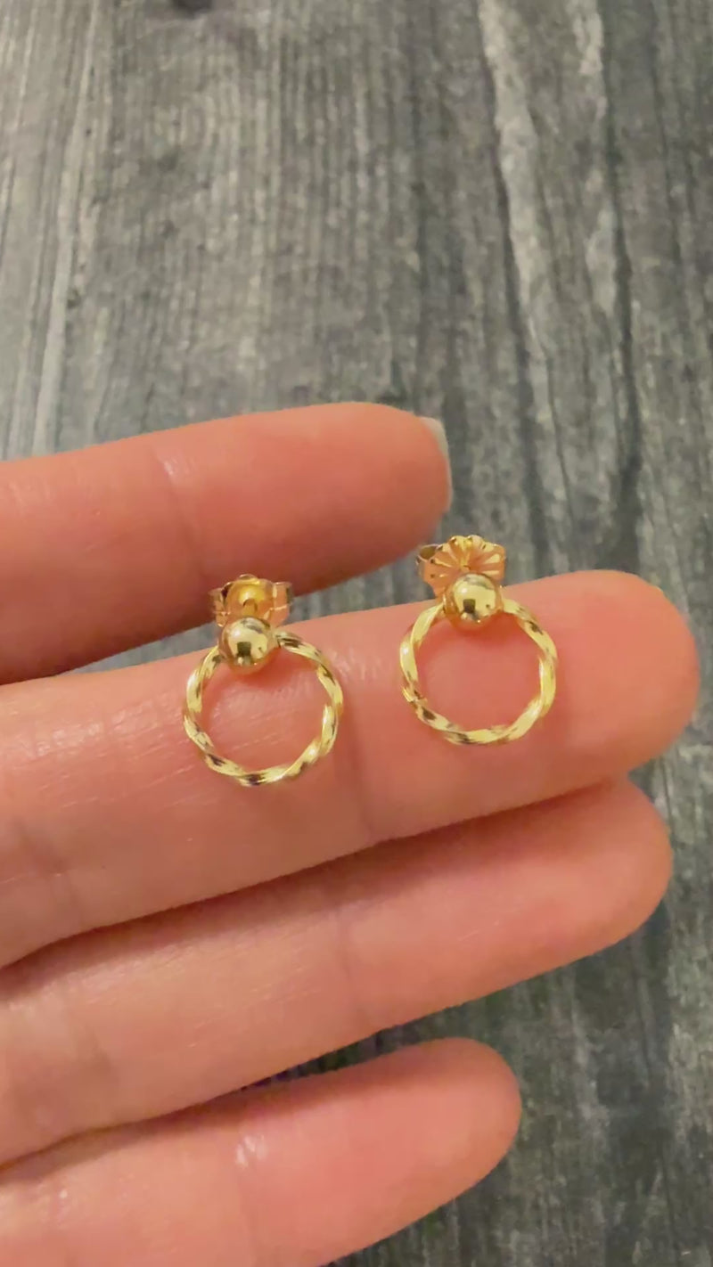 Vintage 14K Gold Twist Door Knocker Earrings