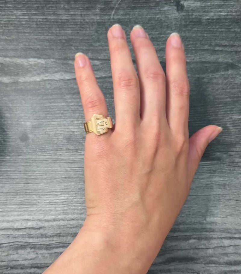 Retro 14K Gold Buckle Ring