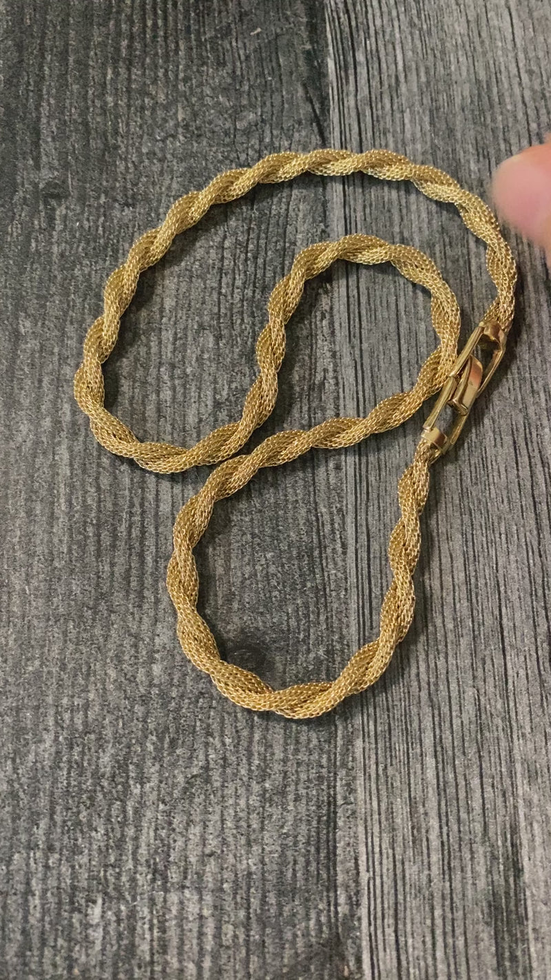 Vintage 14K Gold Snake Chain with Carabiner Clasp, 17” Long