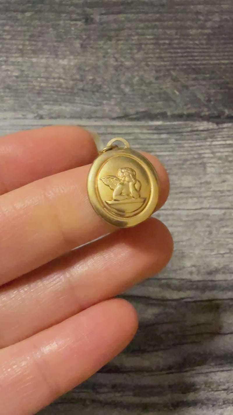 Sweet 14K Gold Cherub Charm