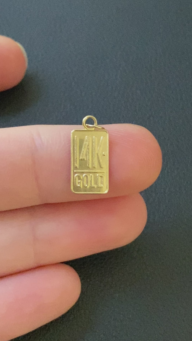 Vintage 14K Gold Dog Tag Charm