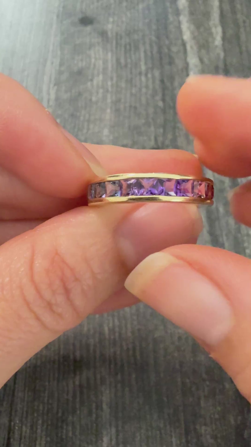 Gradient Gemstone and 14K Gold Eternity Band