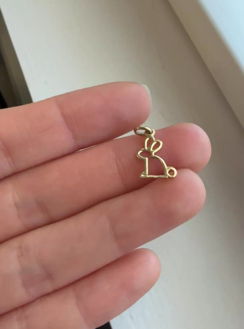 Wire Rabbit Bunny 14K Gold Charm