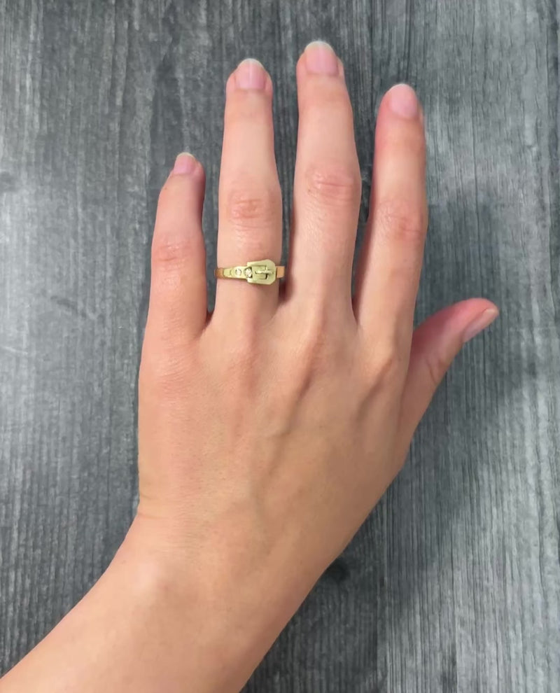 Sleek Diamond and 14K Gold Buckle Band