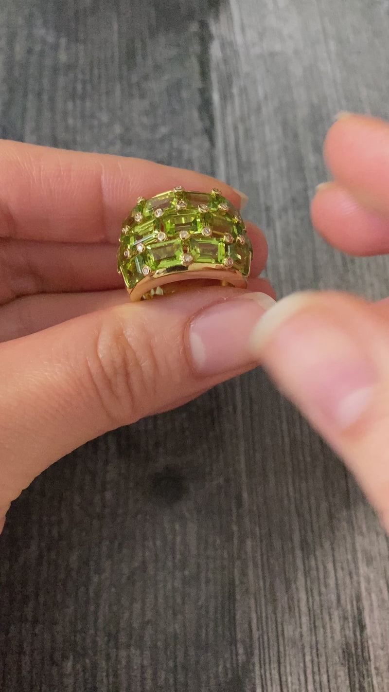 French Poiray Peridot and Diamond Dome Ring