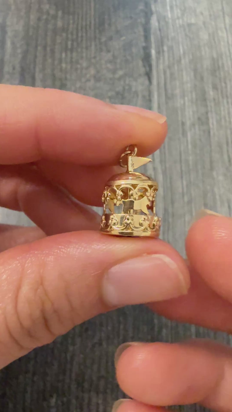 Vintage 14K Gold Spinning Carousel Charm