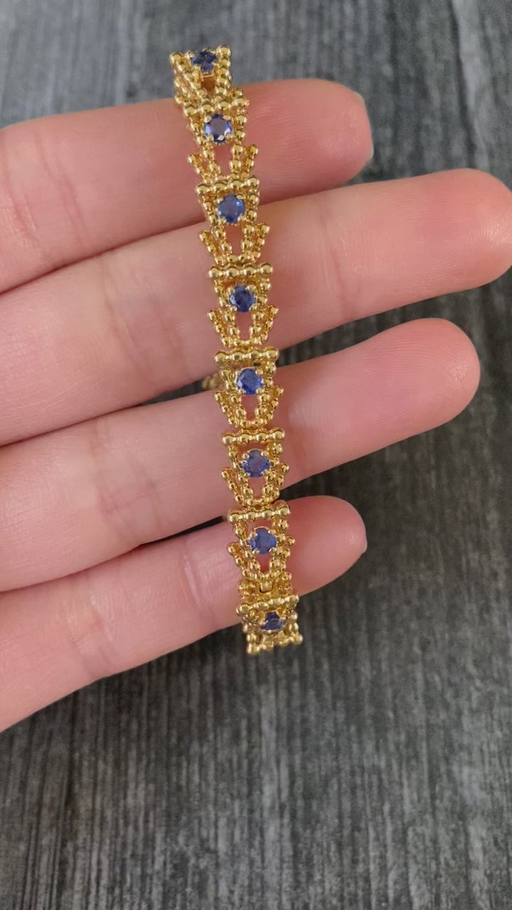 Vintage Tiffany & Co Sapphire and 18K Gold Bracelet