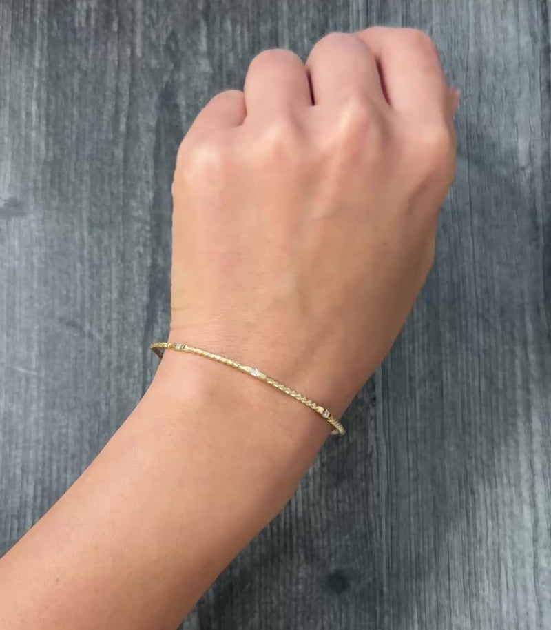 Diamond and 14K Yellow Gold Twist Bangle
