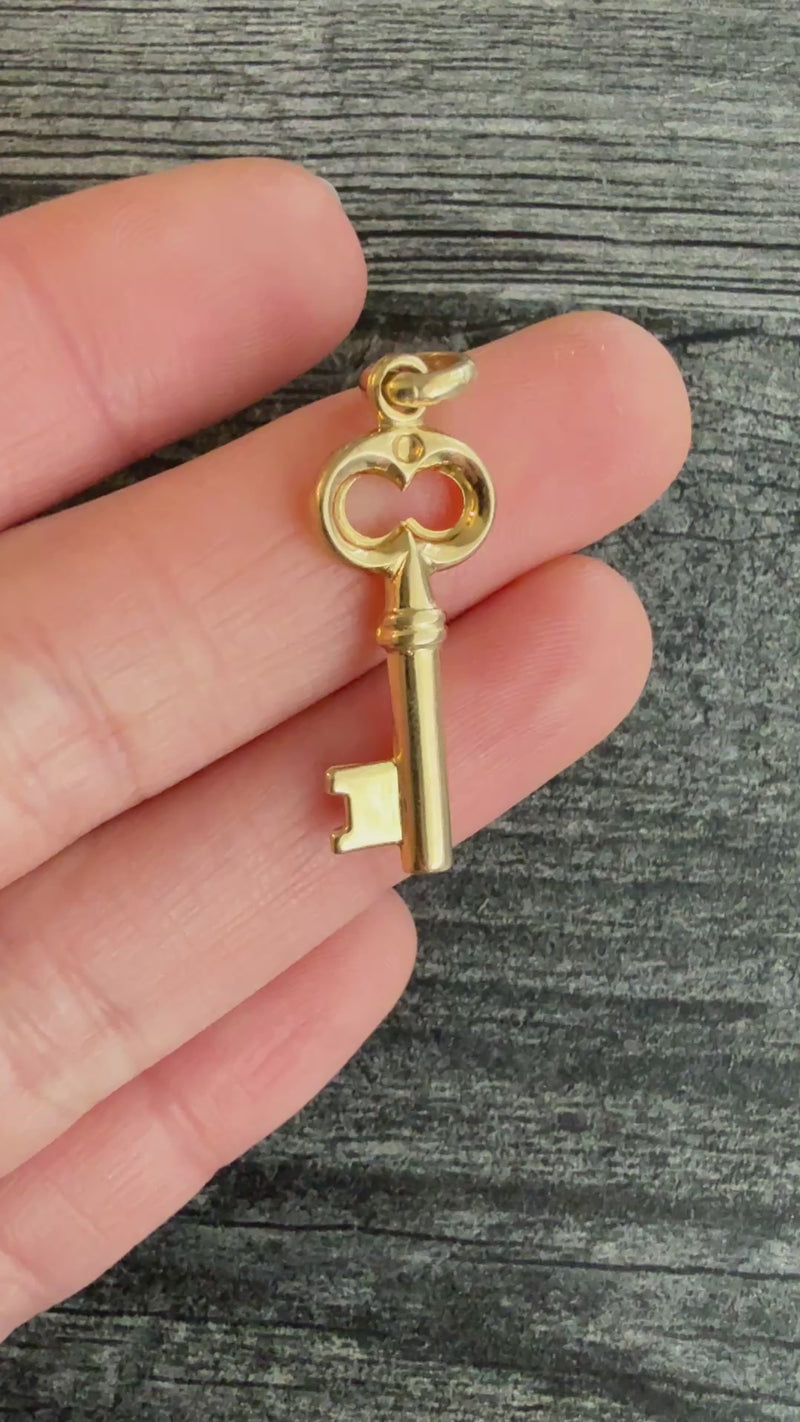 Vintage 14K Gold Puffy Key Charm