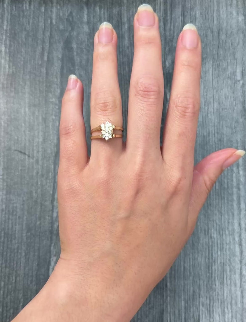 Vintage Diamond Flip Ring in 14K Gold, Reversible