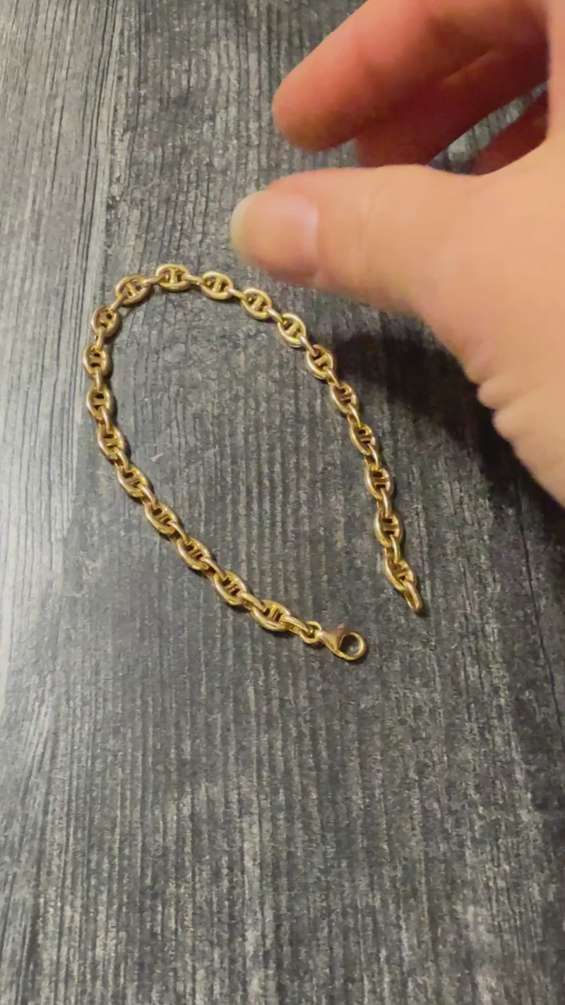 14K Gold Anchor Link Bracelet, 7.5" Long (S)