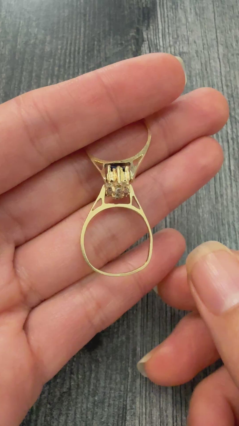Vintage Diamond Flip Ring in 14K Gold, Reversible