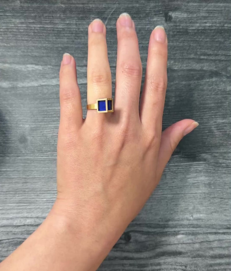 Lapis Cube Ring in 18K Gold