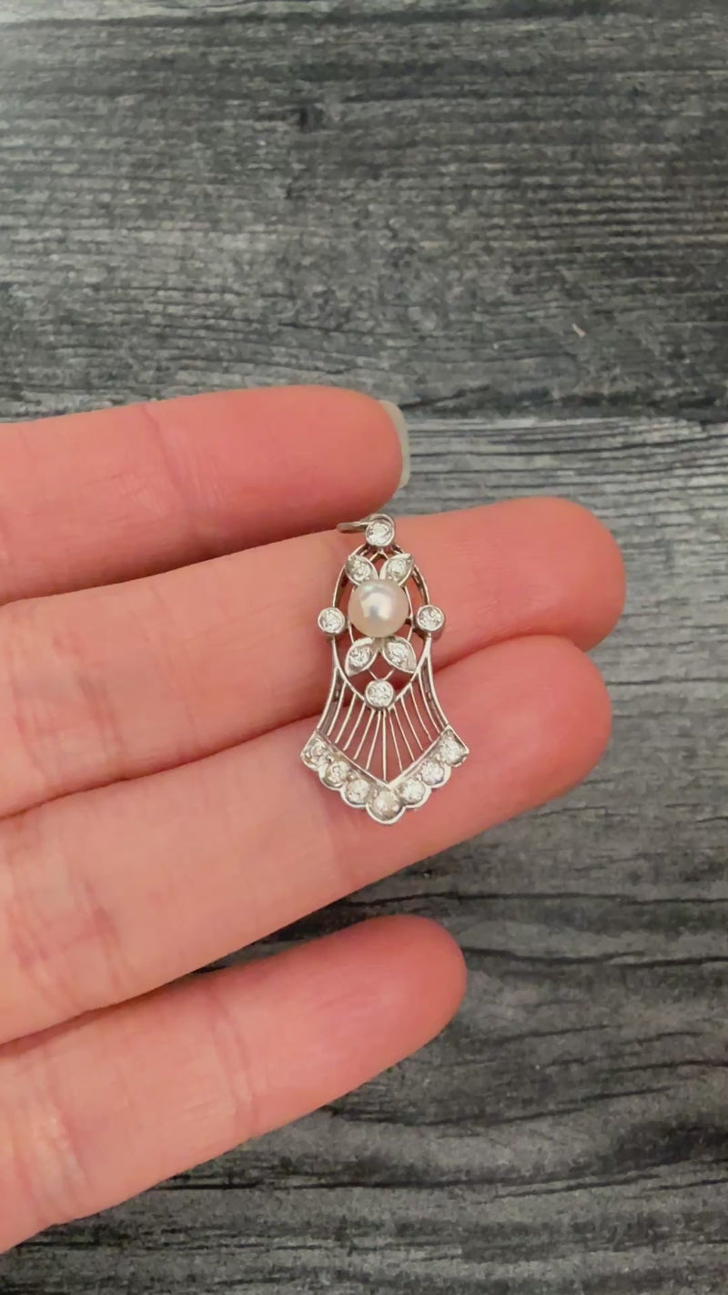 Edwardian Diamond and Pearl Bell Shaped Charm