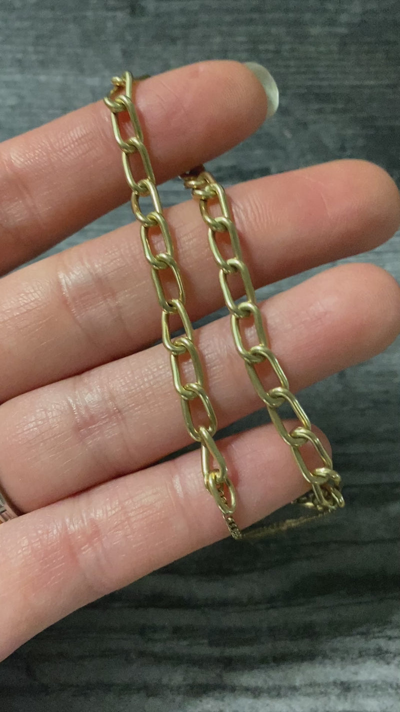 Vintage 14K Gold Oval Link Bracelet, 7” Long