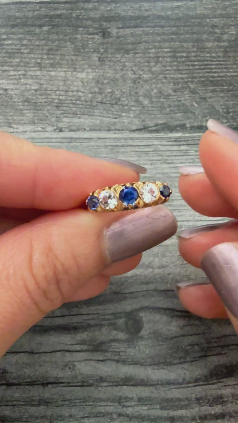 Vintage Five Stone Band in 18K Gold