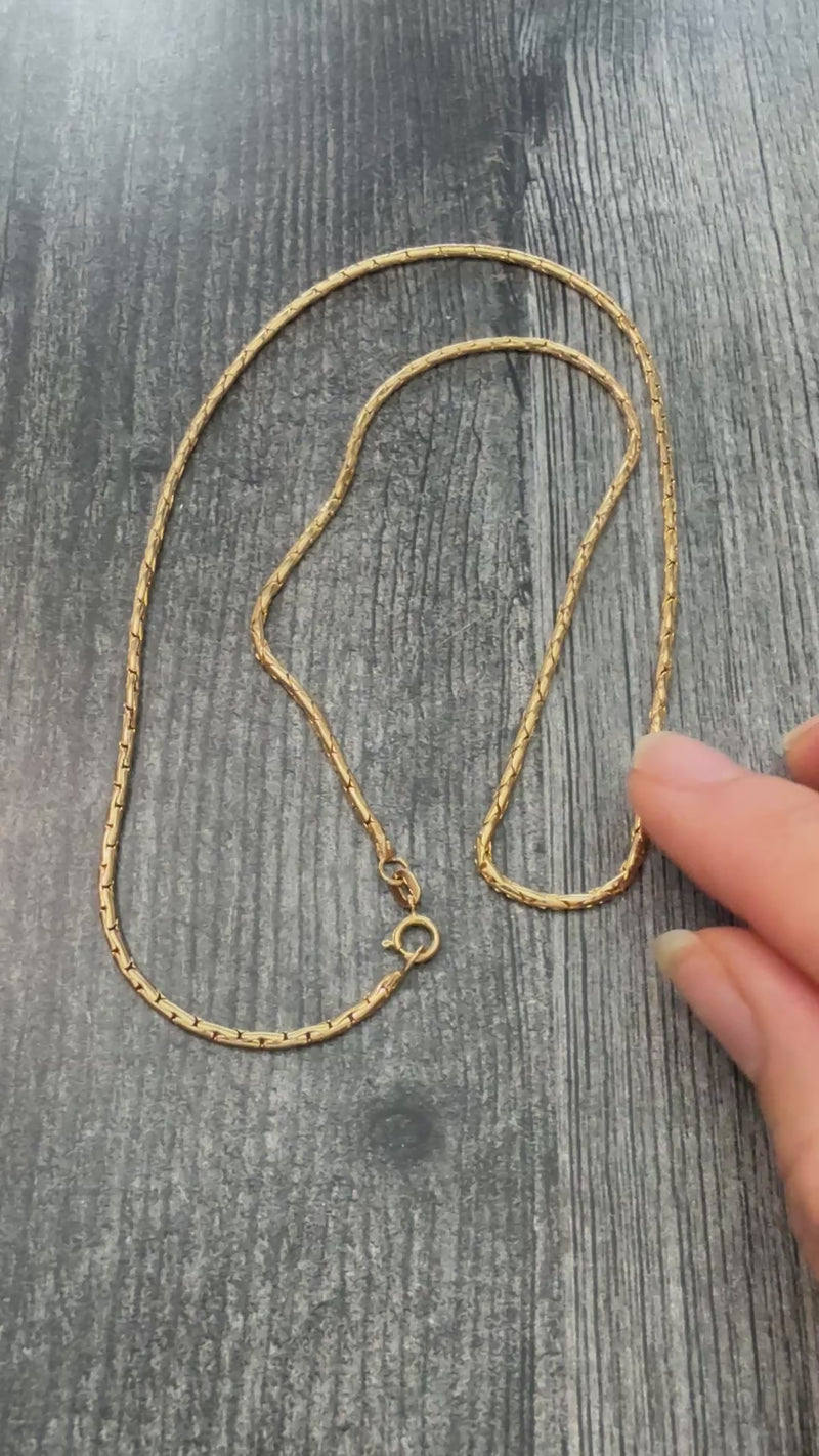 Vintage 14K Gold Tubular Snake Style Chain, 20" Long