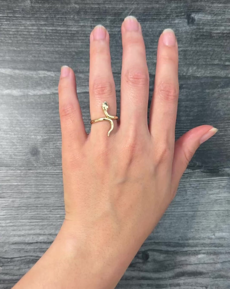 Sleek 14K Gold Snake Ring