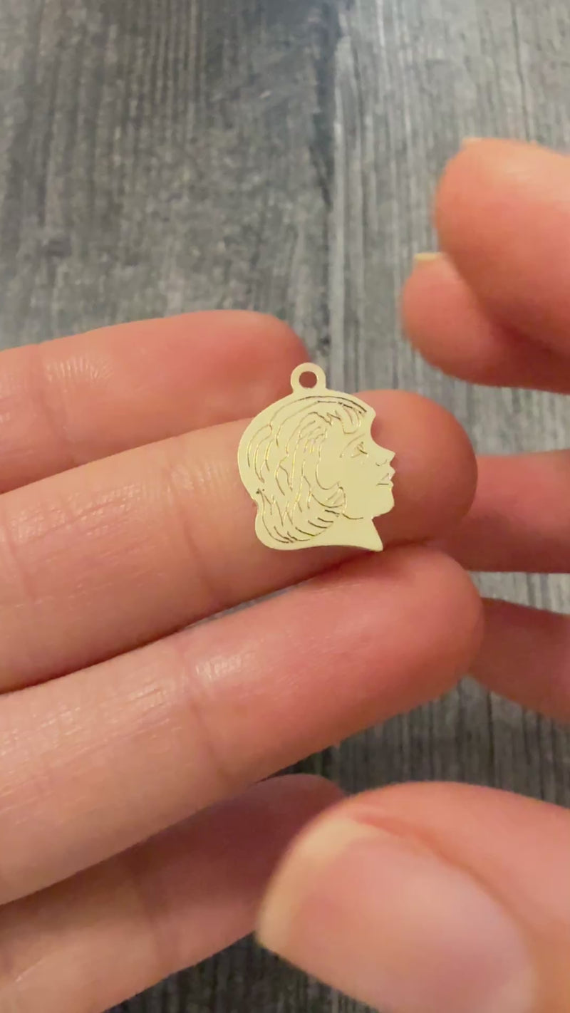 Vintage 14K Gold Little Girl Head Charm