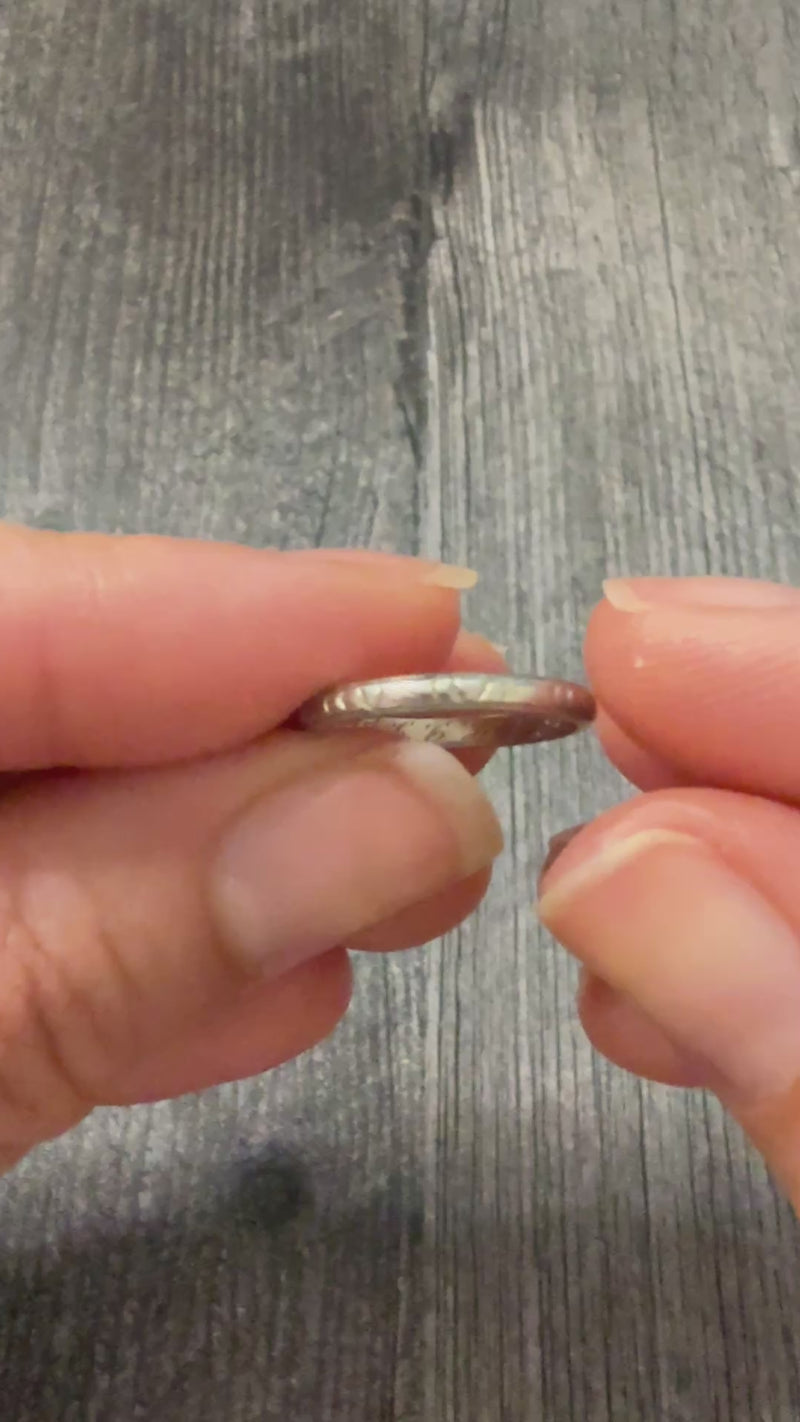Art Deco Platinum Etched Band, Ring Size 4.75