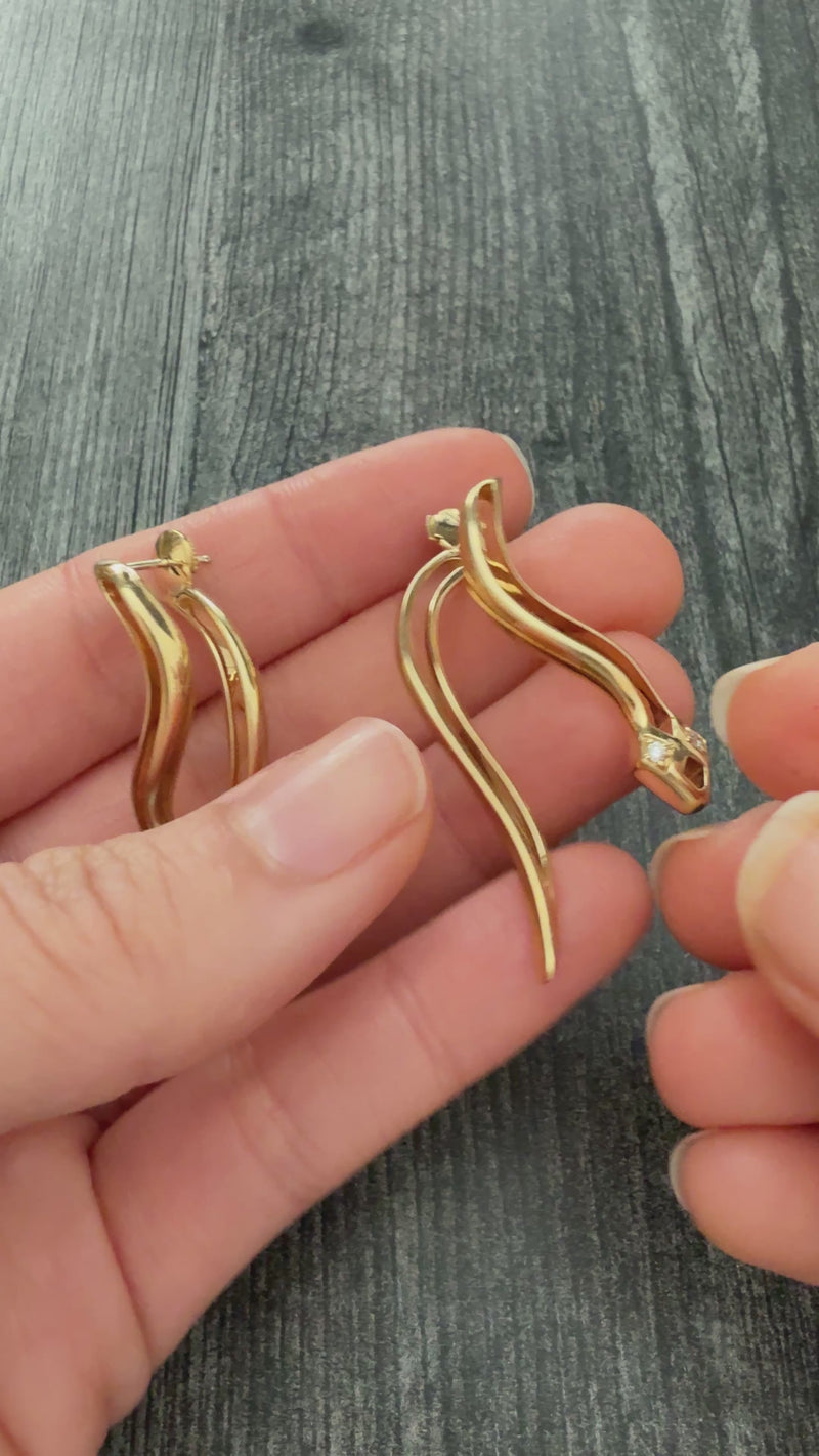 Dimensional Front to Back Diamond Snake Earrings
