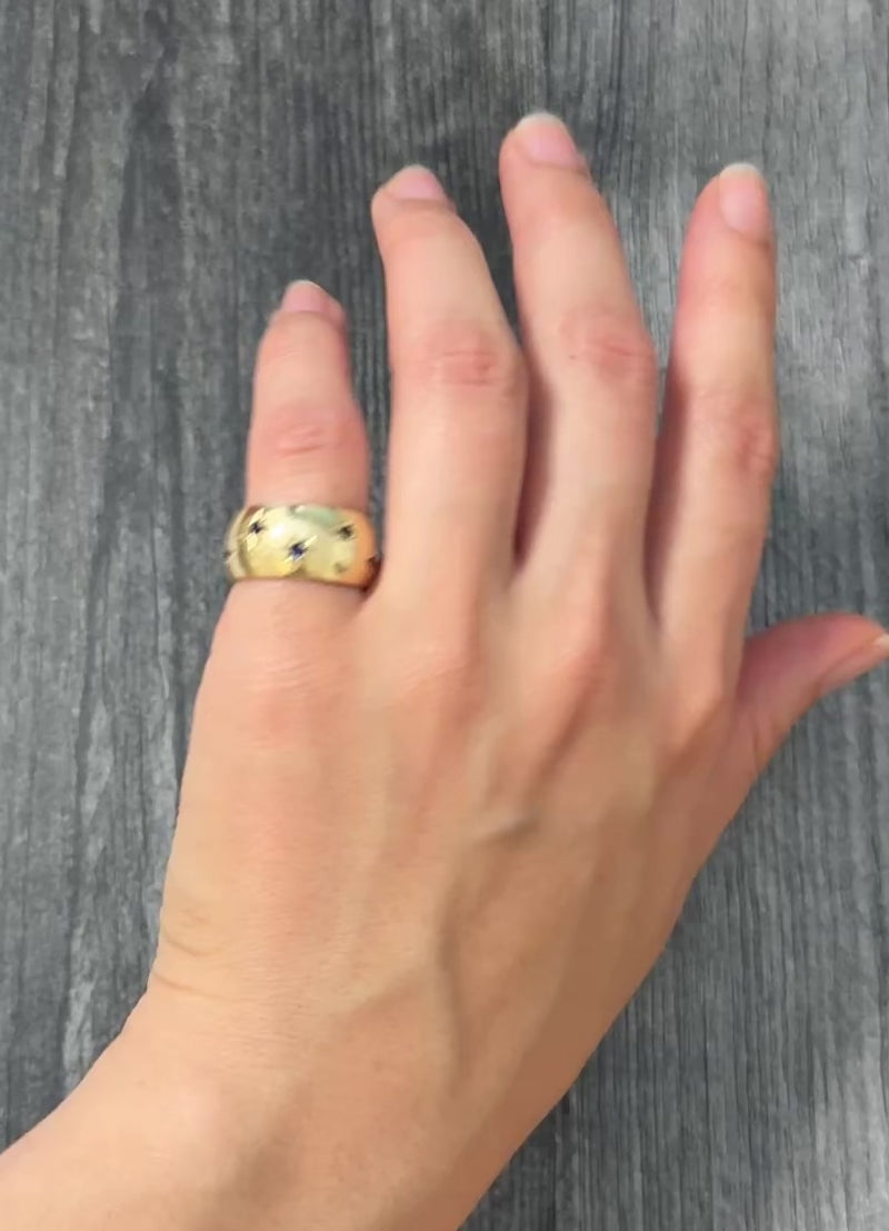 Vintage Star-Set 14K Gold Band