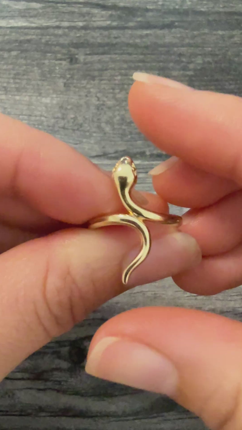Sleek 14K Gold Snake Ring