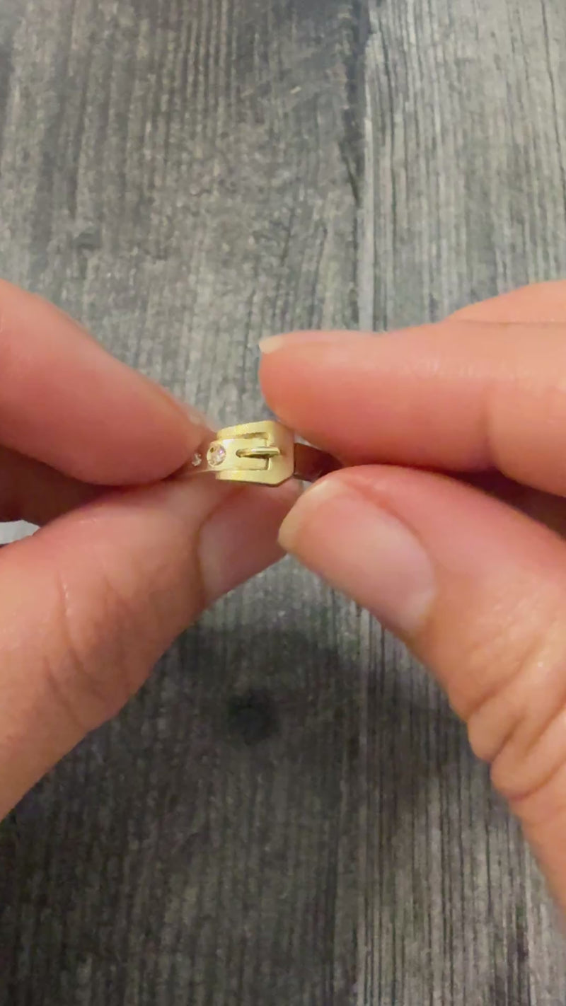 Sleek Diamond and 14K Gold Buckle Band