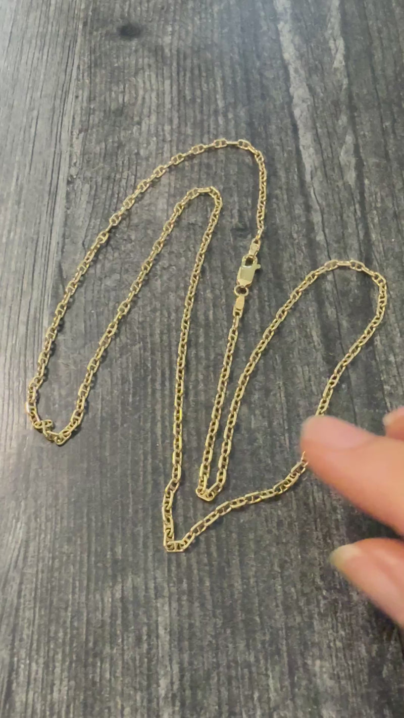 Vintage 14K Gold Anchor Link Chain, 25.25" Long