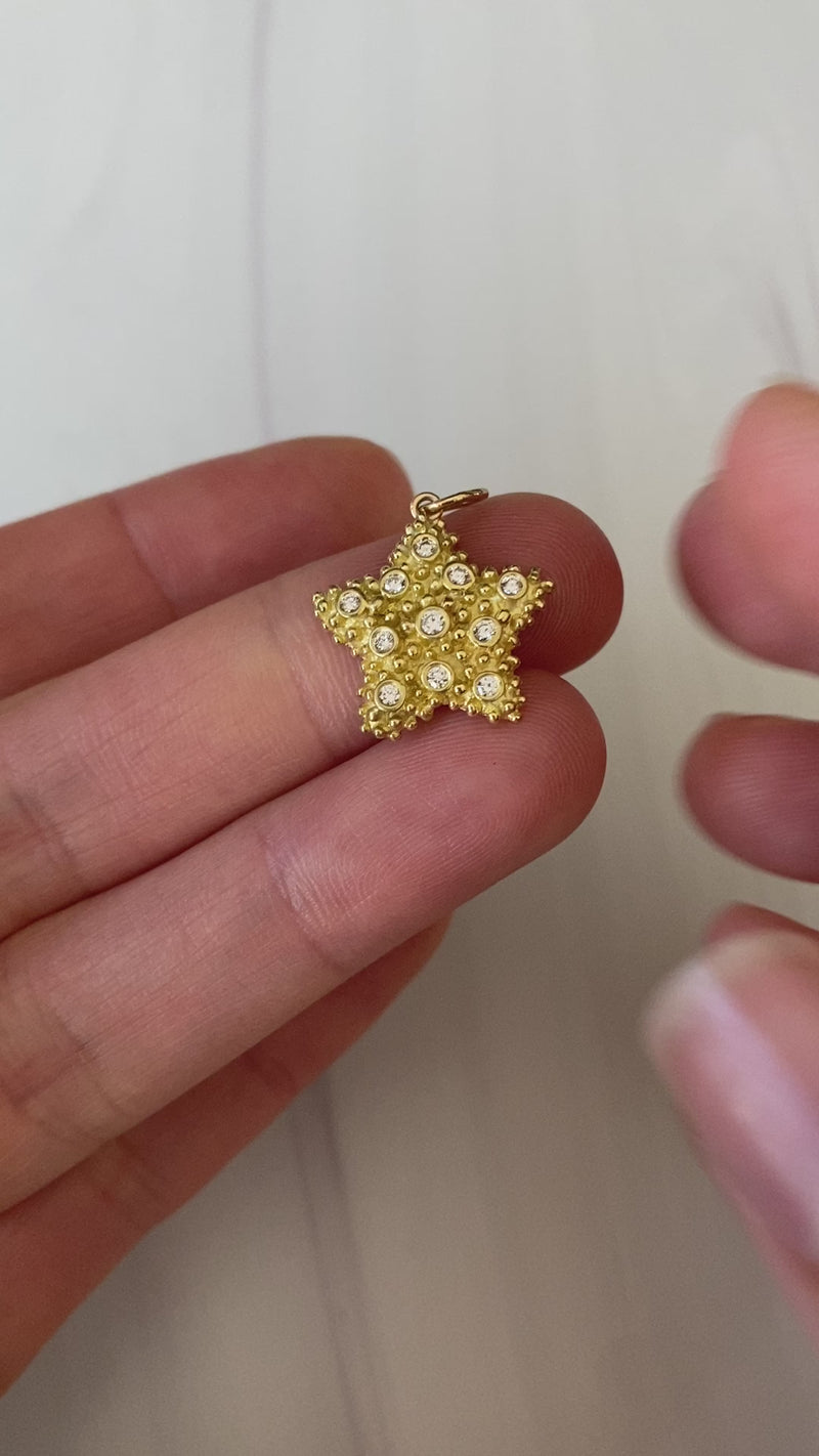 Vintage Diamond and 18K Gold Starfish Charm