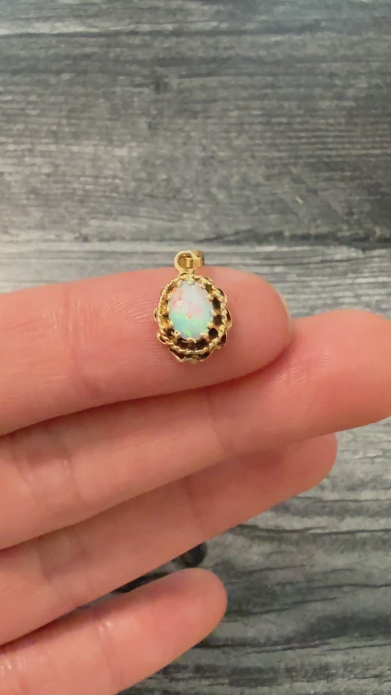 Vintage Opal and 14K Gold Solitaire Charm