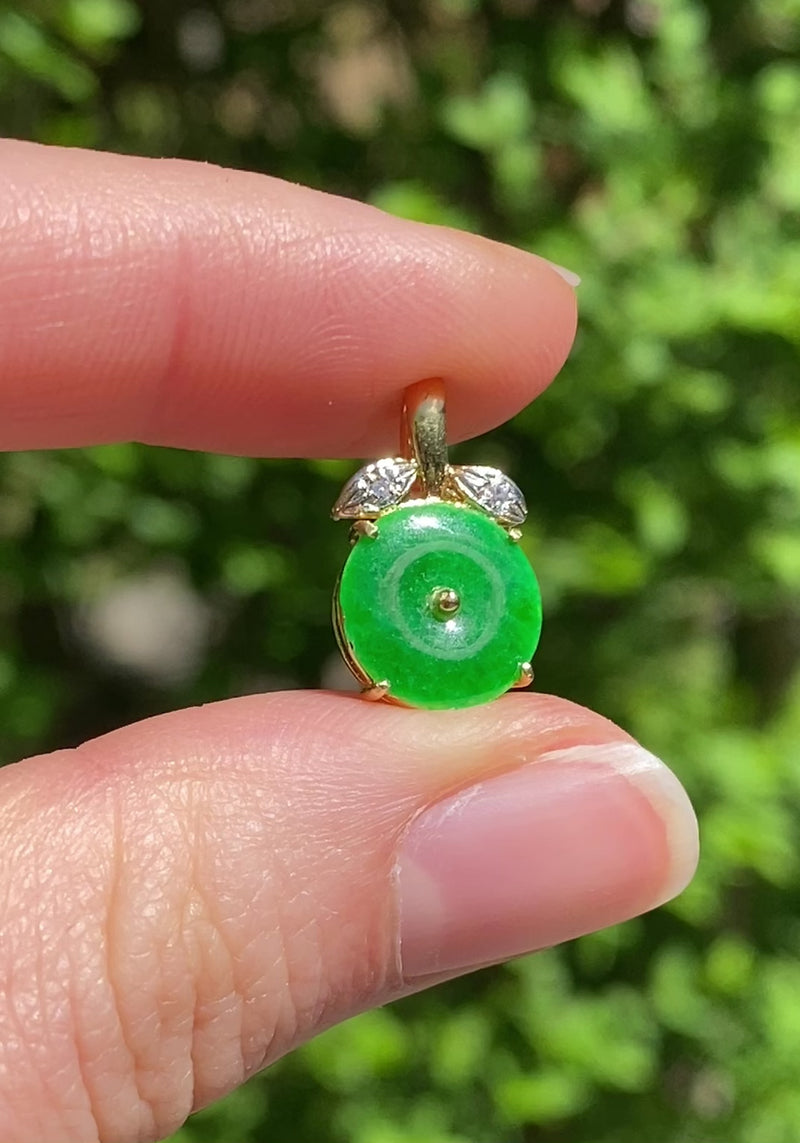 Jade Disc and Diamond Pendant