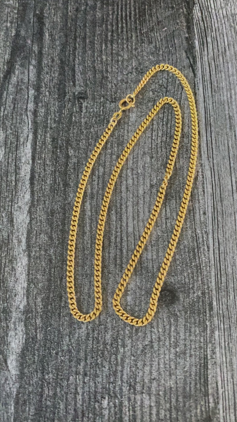 Vintage 18K Solid Gold Curb Link Chain, 18” Long