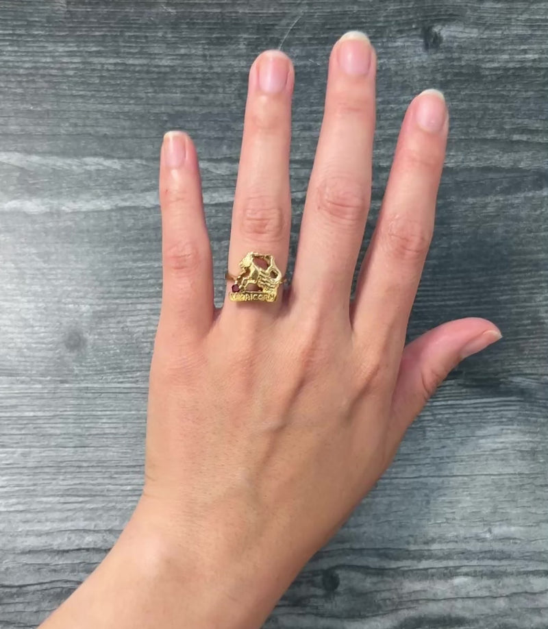 Vintage 14K Gold Capricorn Zodiac Ring