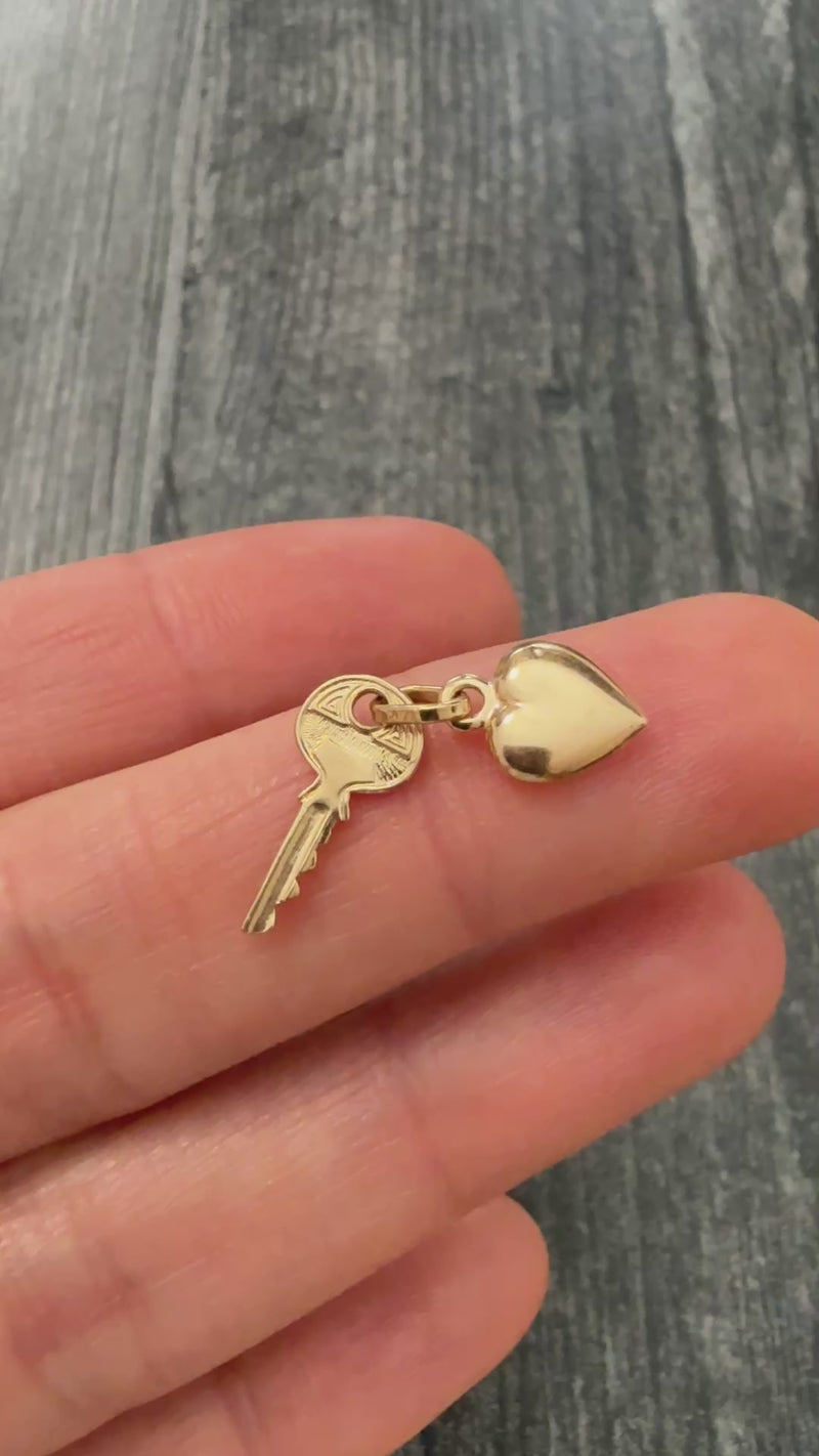 Heart and Key 14K Gold Charm