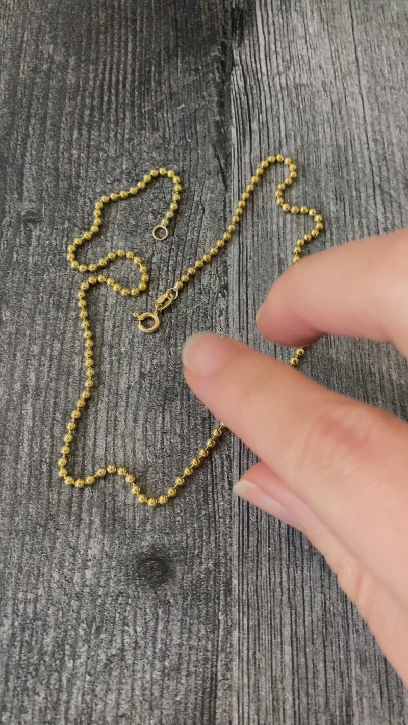 18K Gold Ball Chain, 16” Long