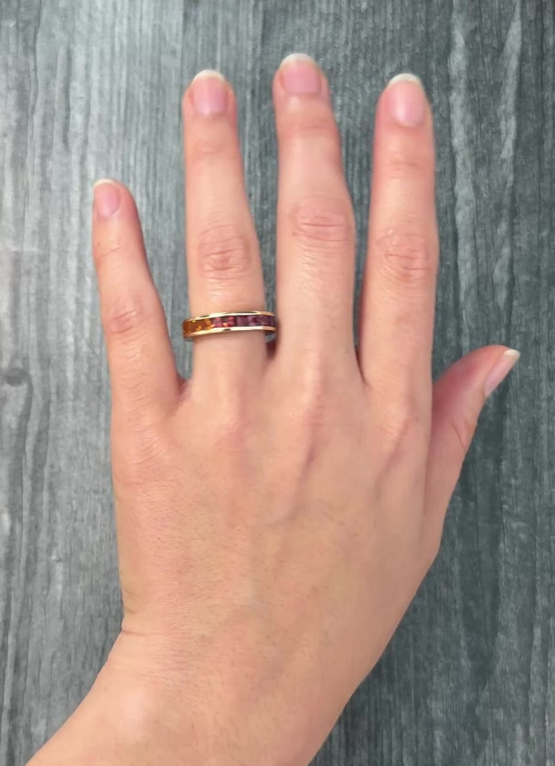 Gradient Gemstone and 14K Gold Eternity Band