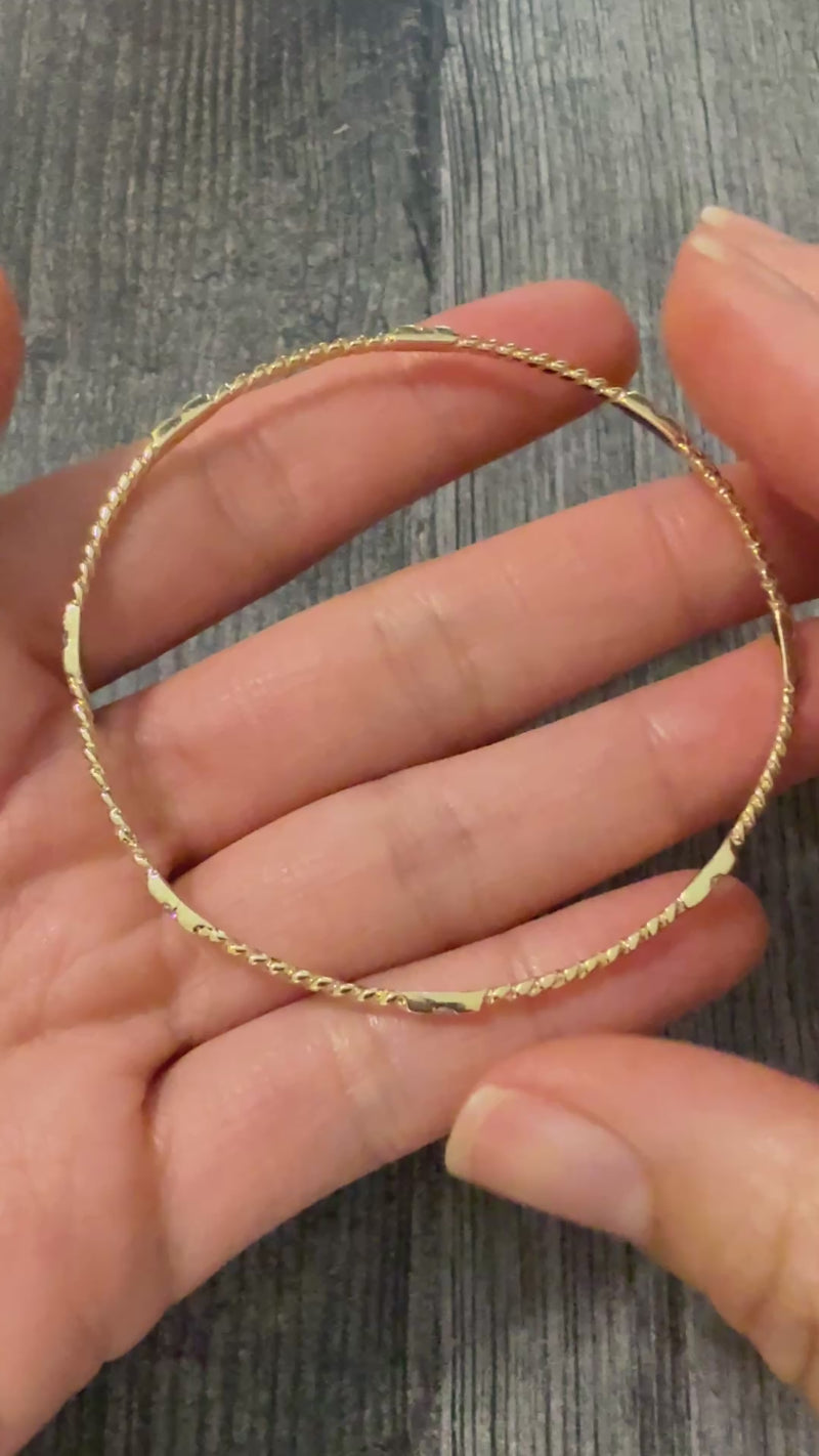 Diamond and 14K Yellow Gold Twist Bangle
