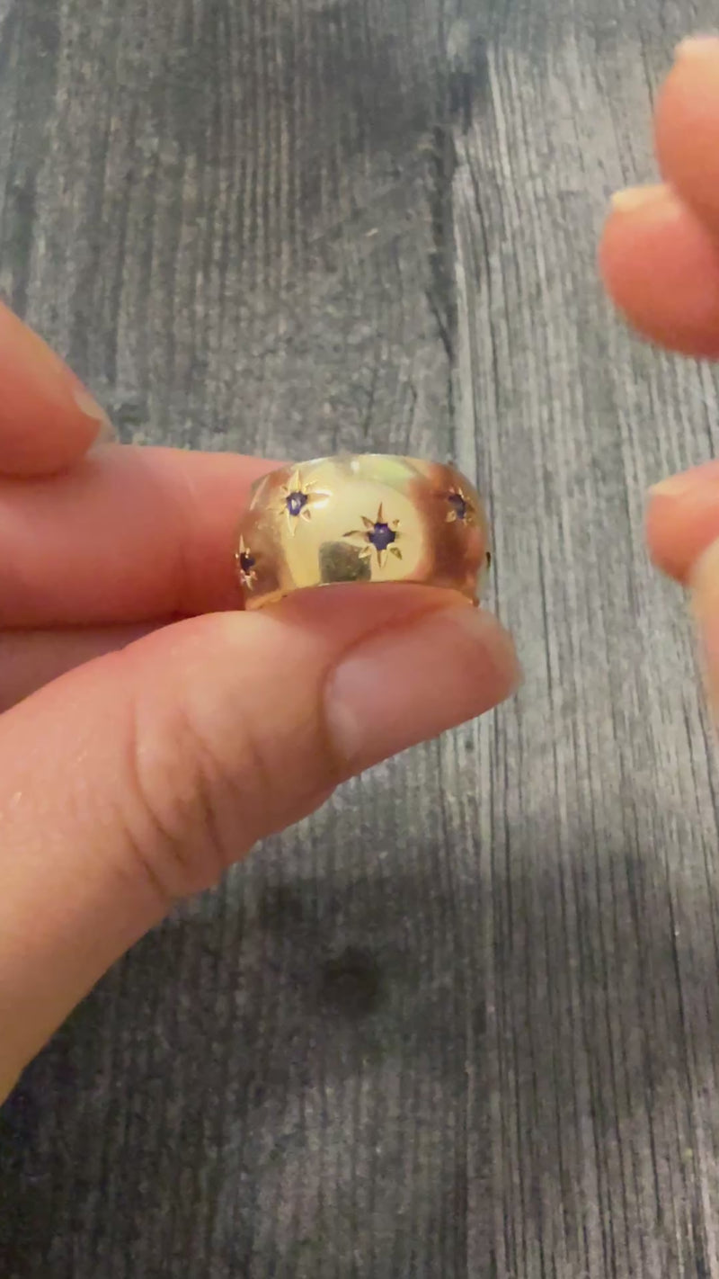 Vintage Star-Set 14K Gold Band