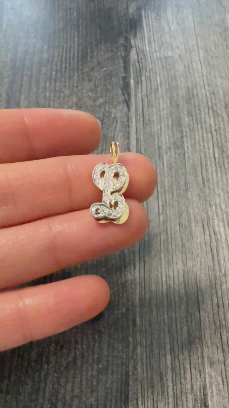 Diamond and 14k Gold Initial "L" Charm