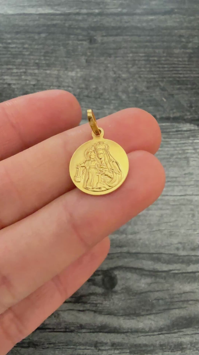 Vintage 18K Gold Reversible Mary And Jesus Charm