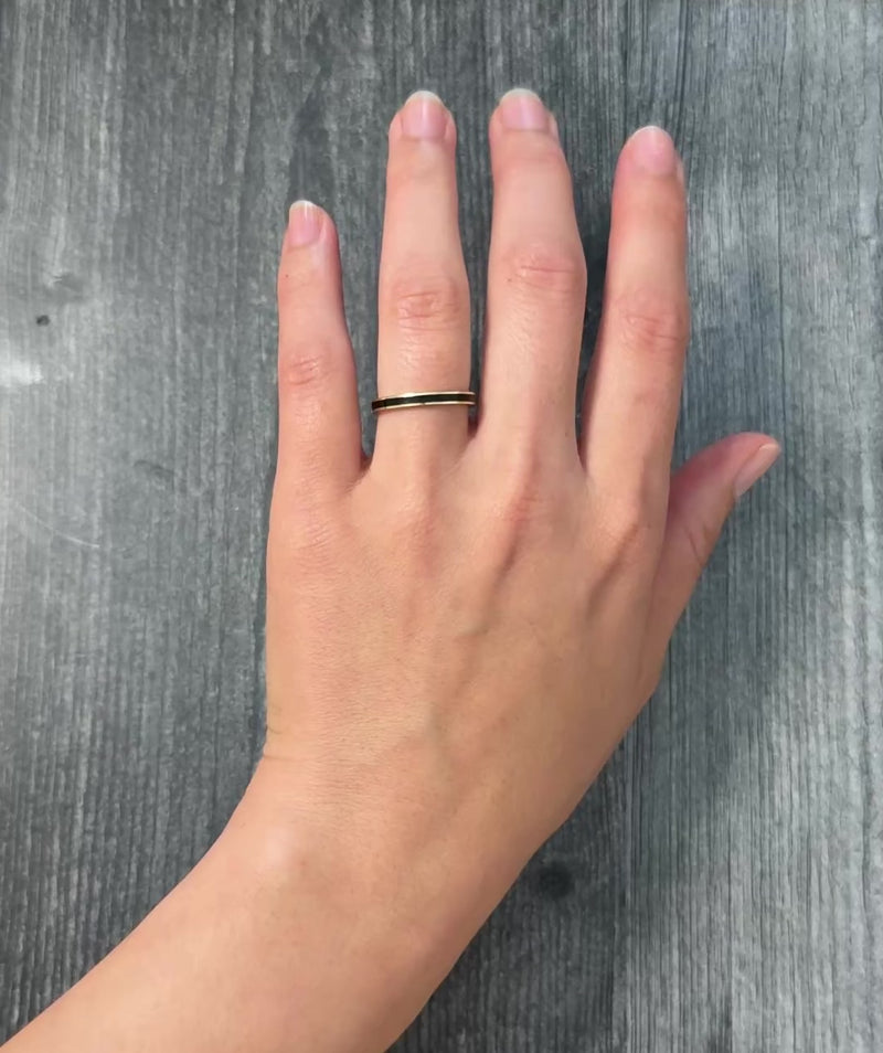 Black Enamel and 14K Gold Band, Ring Size 7