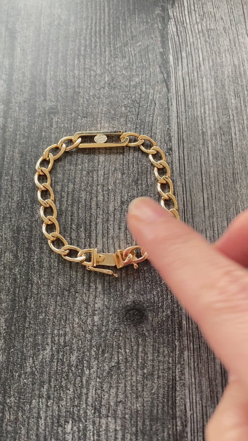 Vintage 14K Gold and Diamond Flat Curb Link Bracelet, 6.5” Long – Alpha &  Omega Jewelry