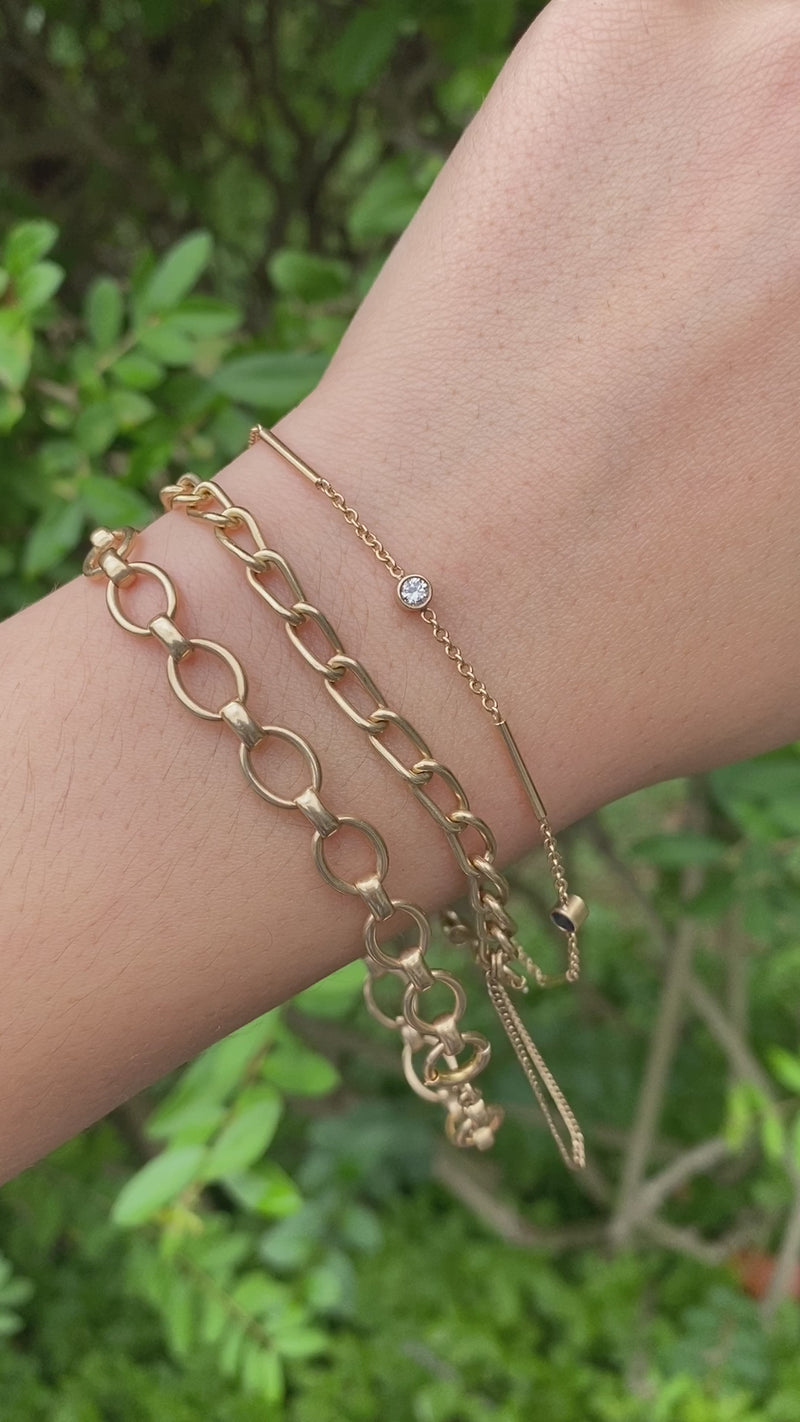 Vintage 14K Gold Oval Link Bracelet, 8.5” Long