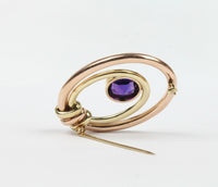 Vintage Amethyst and 14K Two Tone Gold Brooch Clip - alpha-omega-jewelry
