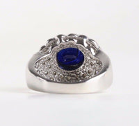 Dark Blue Sapphire and Diamond 14K Gold Cocktail Cluster Ring - alpha-omega-jewelry