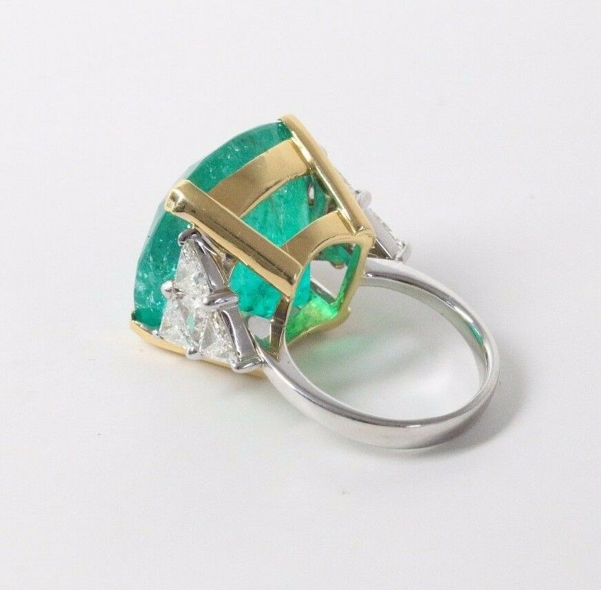 GIA 24.21 Carat Colombian Emerald and Diamond 18K Gold Statement Cocktail Ring - alpha-omega-jewelry